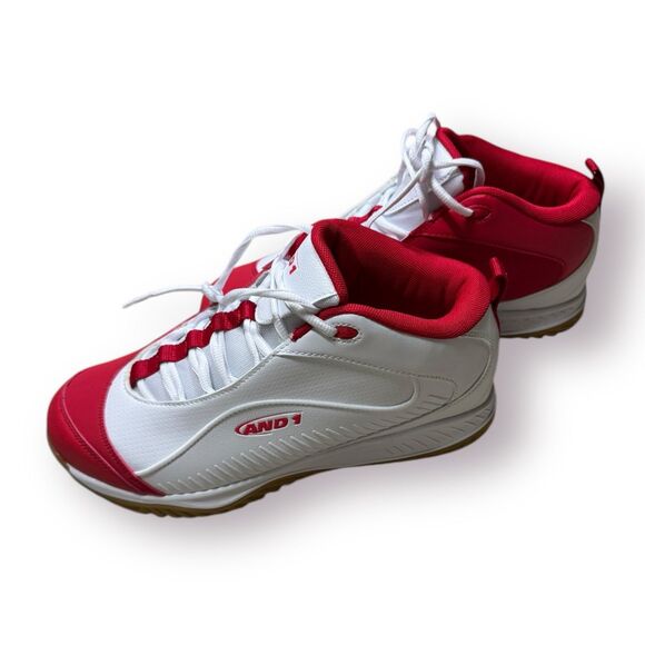 AND1 Fifty Fifty Men's Basketball Shoes‎ Mens Size 10 White/Red - Picture 1 of 8